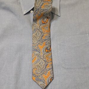 Pierre Cardin Paisley Tie in Orange and Blue